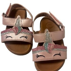 Girls' Pink Unicorn Glitter Sandals - Kids Shoes
